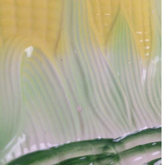 Vintage Ceramic Corn On The Cob 12" Square Serving Dish Plate w Paint Wear - Picture 3 of 5